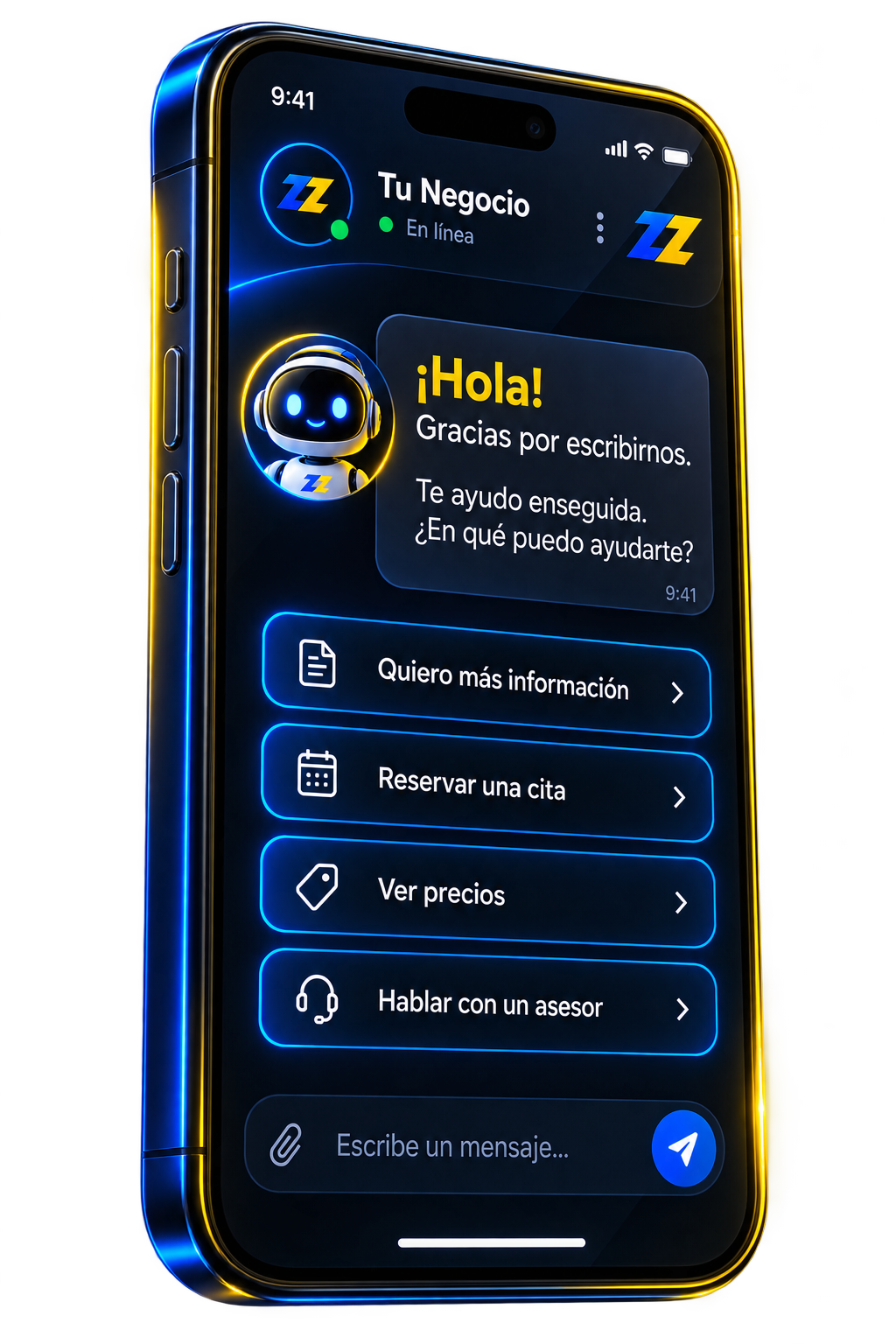 Smartphone con Recepcionista IA